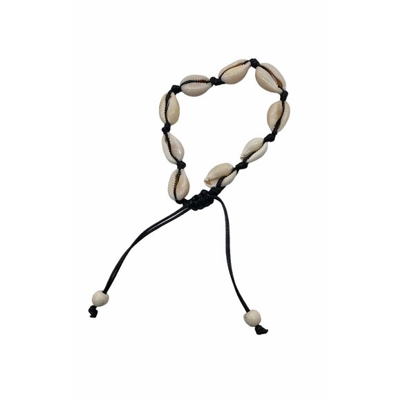 Cowrie Shell Adjustable Anklet Bracelet With Black Cord For Girls - Picture 1 of 4